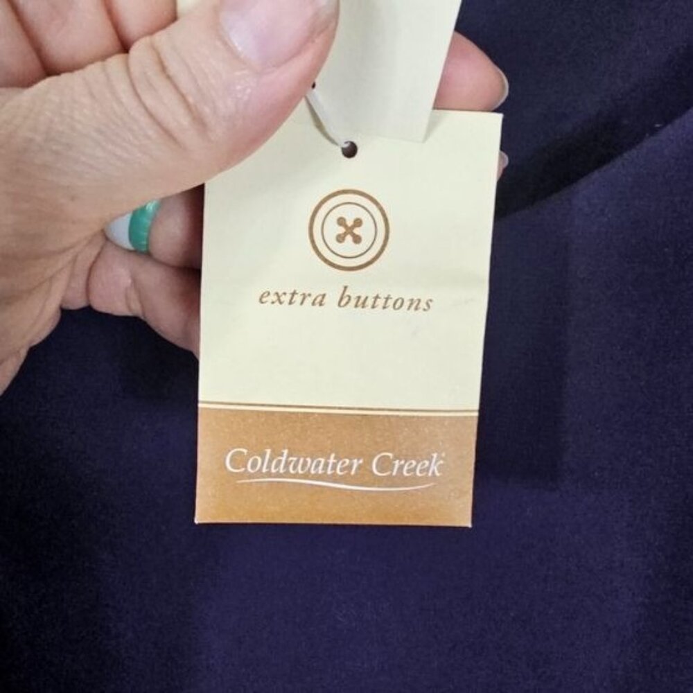 Coldwater Creek Tiered Chiffon Boatneck Blouse 14‎ Purple Beaded Asymmetrical - Picture 6 of 11